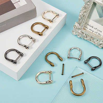 16pcs 4 Colors Alloy D-Ring Anchor Shackle Clasps FIND-GF0006-71-1
