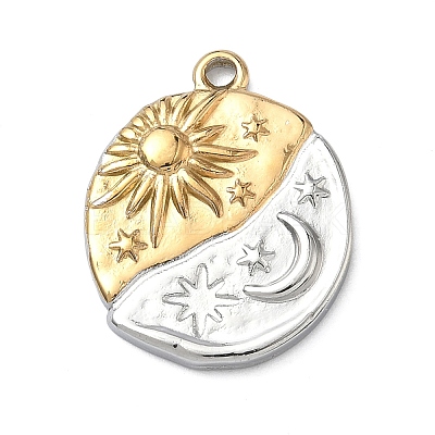 Two-tone 304 Stainless Steel Pendants X-STAS-A142-03GP-1