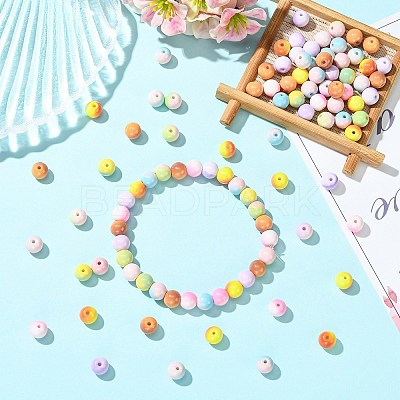 100Pcs Two-tone Opaque Spray Painted Glass Beads GLAA-CJ0002-94-1