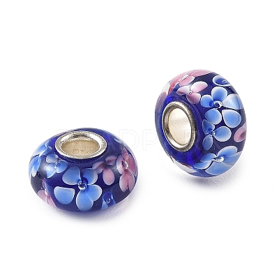 Lampwork & Brass Core European Beads LAMP-P019-01P-13-1