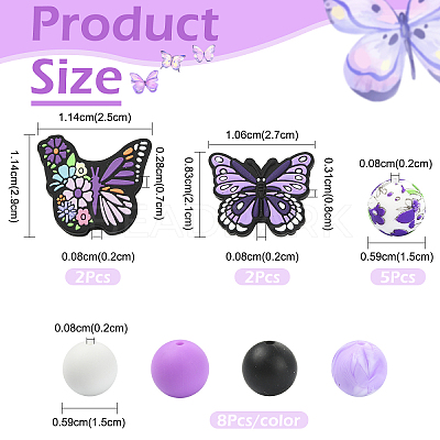 41Pcs 7 Styles Silicone Beads SIL-YW0002-64-1