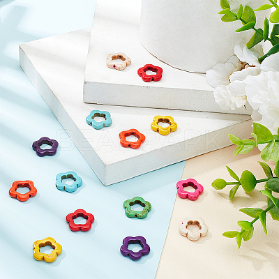 Flower Synthetic Turquoise Beads Strands TURQ-AR0001-15-1