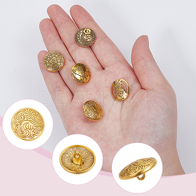 30Pcs 5 Styles Zinc Alloy Shank Buttons BUTT-ME0001-18-1