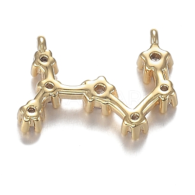 Brass Micro Clear Cubic Zirconia Pendants ZIRC-F120-019G-05-1
