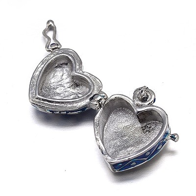 Enamel Heart Rack Plating Platinum Brass Prayer Box Pendants KK-L101-01C-1