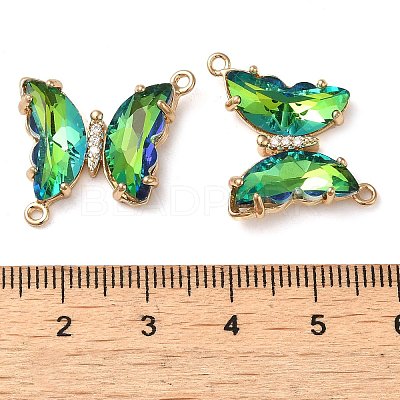 Brass Pave Faceted Glass Connector Charms FIND-Z020-04O-1