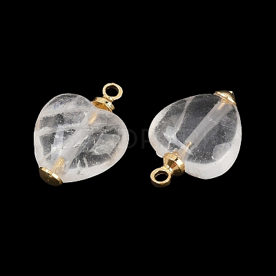 Natural Quartz Crystal Heart Charms KK-B157-38A-G-1