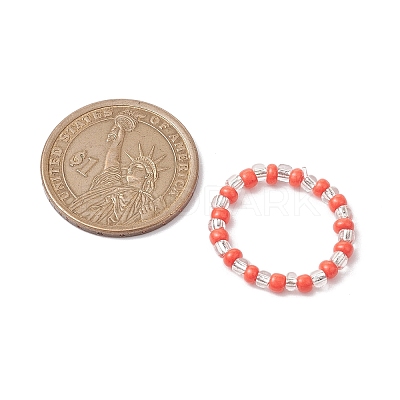 Glass Seed Beads Stretch Rings for Women RJEW-JR00690-1