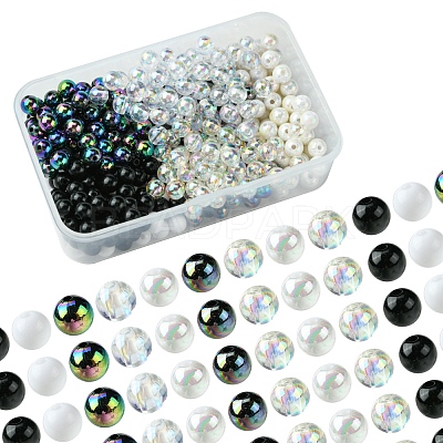 350Pcs 7 Colors Transparent & Opaque Acrylic Beads MACR-FS0001-82-1