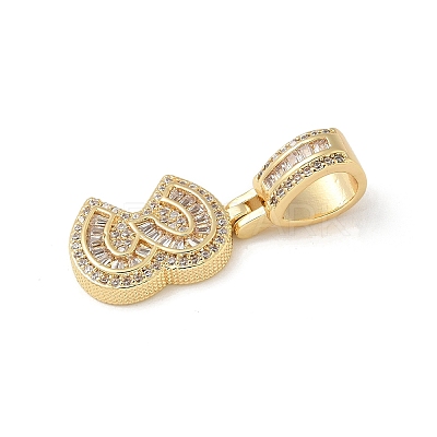 Brass Clear Cubic Zirconia European Dangle Charms KK-R003-01G-03-1