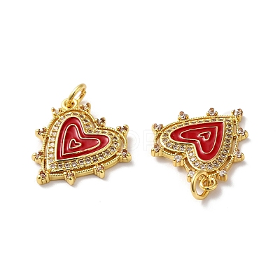 Rack Plating Brass Micro Pave Clear Cubic Zirconia Charms KK-D074-04G-07-1