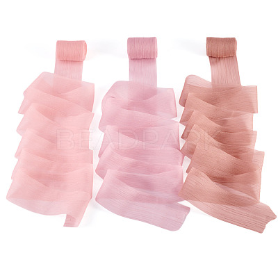 3 Rolls 3 Colors Wrinkle Polyester Ribbon OCOR-TA0002-98B-1