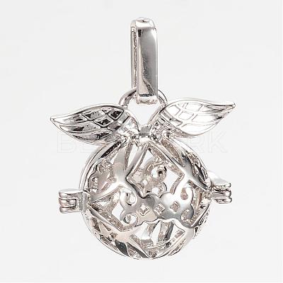 Rack Plating Brass Cage Pendants KK-S309-01P-1