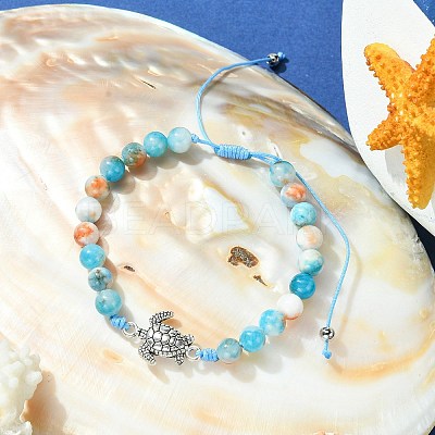 Natural Dyed White Jade Braided Bead Bracelets BJEW-JB09856-02-1