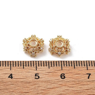 Brass Micro Pave Clear Cubic Zirconia Bead Caps KK-R216-03G-3-1