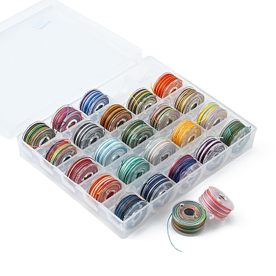 25 Rolls 25 Colors Round Segment Dyed Waxed Polyester Thread String YC-YW0001-02A-1