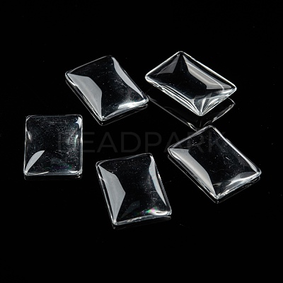 Transparent Rectangle Glass Cabochons GGLA-R025-25x18-1