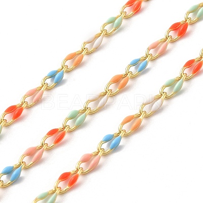 Brass Enamel Curb Chains CHC-C003-13G-13-1