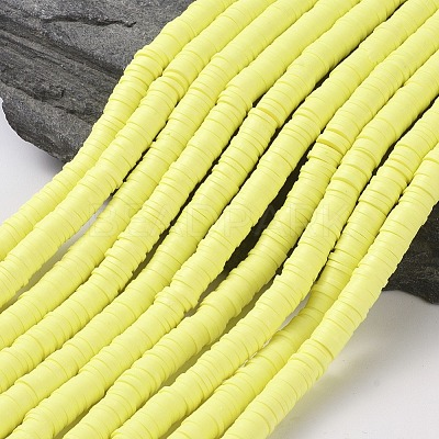 Flat Round Handmade Polymer Clay Beads CLAY-R067-6.0mm-23-1