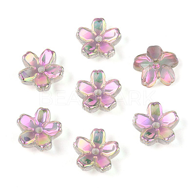 Transparent Electroplate Glass Bead Caps EGLA-N015-01D-1