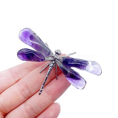 Natural Amethyst Crystal Dragonfly Figurines PW-WG22635-01-1