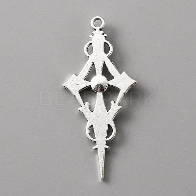 Jet Rhinestone Cross Pendant with Red Enamel ENAM-WH0001-06AS-03-1