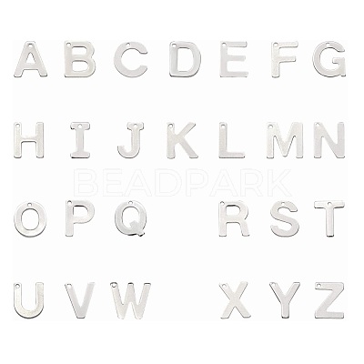 Non-Tarnish 304 Stainless Steel Alphabet Charms X-STAS-O073-01-1