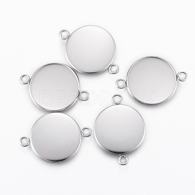 Non-Tarnish 304 Stainless Steel Cabochon Connector Settings X-STAS-E146-19P-18mm-1
