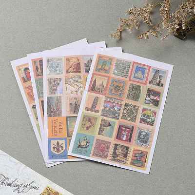 Postage Stamp Shape DIY Paper Label Paster Picture Stickers AJEW-L058-50-1