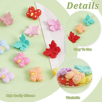 20Pcs 20 Styles Butterfly Food Grade Eco-Friendly Silicone Focal Beads SIL-PH0001-34-1