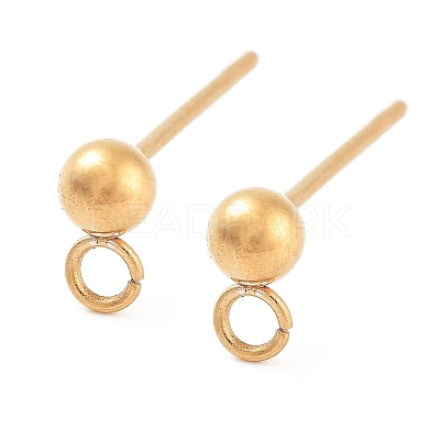 Ion Plating(IP) 304 Stainless Steel Ball Post Stud Earring Findings X-STAS-E163-44G-1