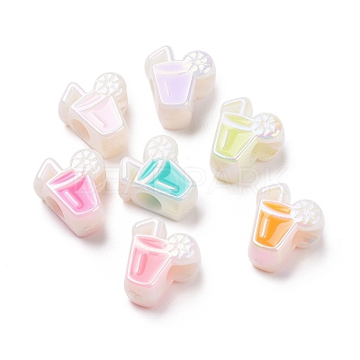 UV Plating Rainbow Iridescent Acrylic European Beads SACR-E009-25-1
