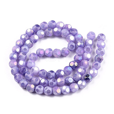 Opaque Frosted Glass Beads Strands EGLA-N006-076D-1