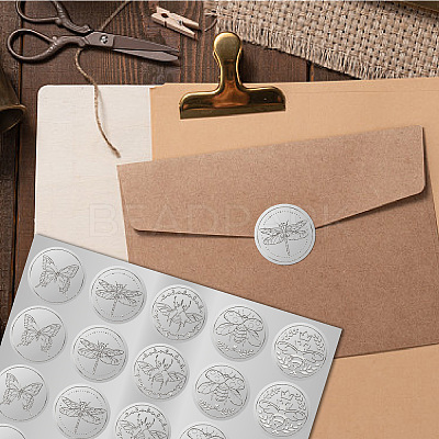 24 Sheets Silver Foil Paper Picture Stickers STIC-WH0031-003-1