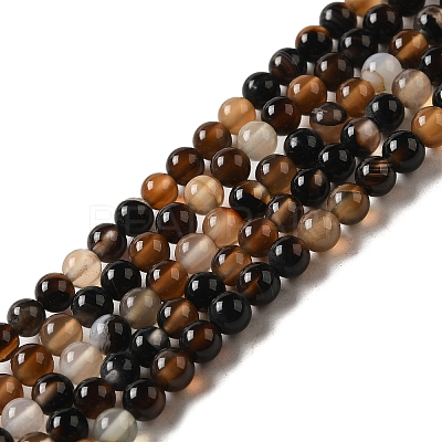 Dyed & Heated Black Agate Round Bead Strands G-P070-22-4mm-1