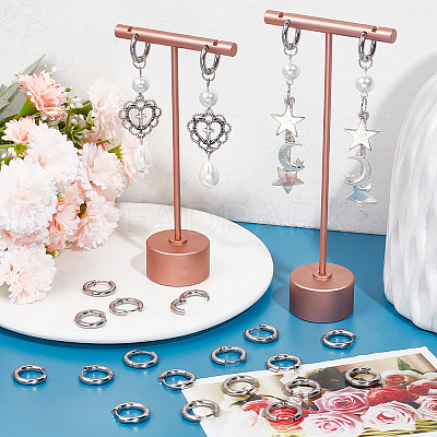 12 Pairs 202 Stainless Steel Huggie Hoop Earrings with 316 Surgical Stainless Steel Pins EJEW-SC0001-40P-1