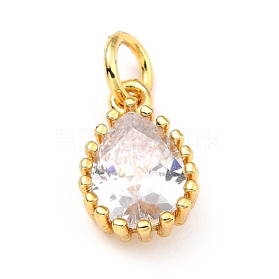 Brass Micro Pave Cubic Zirconia Pendants X-ZIRC-D120-01G-08-1