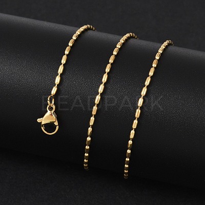 Ion Plating(IP) 304 Stainless Steel Oval Ball Chain Necklace for Men Women NJEW-M200-09G-1