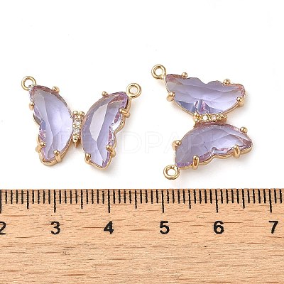 Brass Pave Faceted Glass Connector Charms FIND-Z020-03L-1