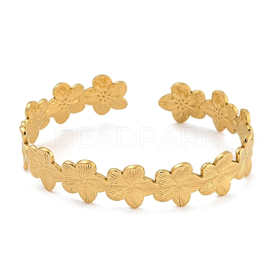 Real 18K Gold Plated 304 Stainless Steel Cuff Bangles BJEW-L695-001G-04-1