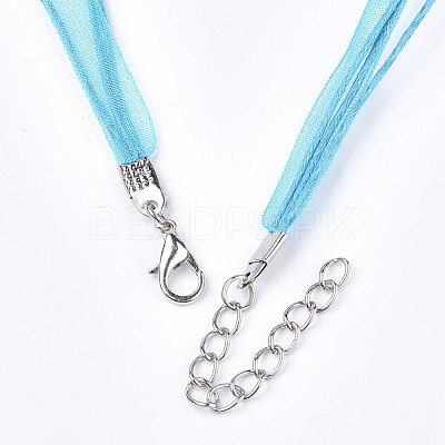 Waxed Cord and Organza Ribbon Necklace Making X-NCOR-T002-274-1