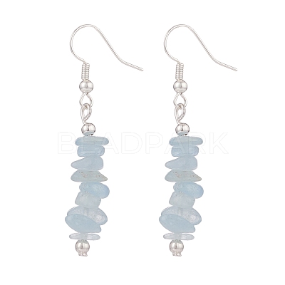 Natural Aquamarine Chips Beaded Jewelry Set SJEW-JS01232-07-1