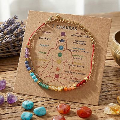7 Chakras Synthetic Turquoise & Natural Lapis Lazuli & Carnelian Round Beads Double Layers Bracelets CC9331-2-1