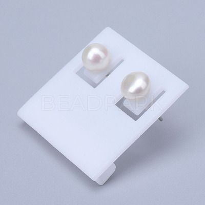 Natural Pearl Ear Studs EJEW-R133-06-1