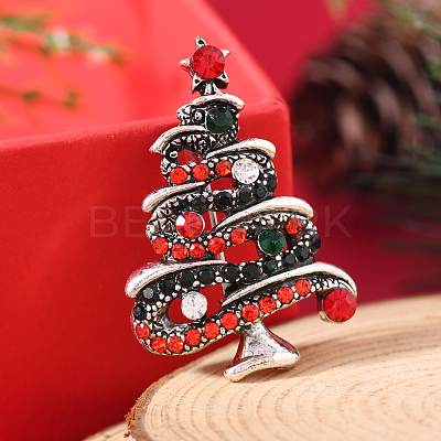 Christmas Theme Zinc Alloy Rhinestone Brooches for Backpack Clothes LK8386-16-1
