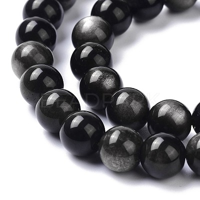 Natural Silver Obsidian Beads Strands G-D083-01B-1