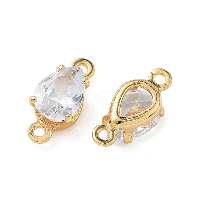 Brass Pave Cubic Zirconia Connector Charms KK-Z136-77G-01-1