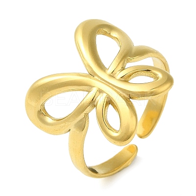 Butterfly 304 Stainless Steel Open Cuff Rings for Women LS-RJEW-Z043-01I-1