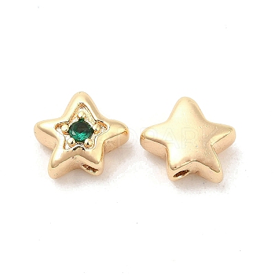 Brass Cubic Zirconia Beads KK-Q773-01G-04-1