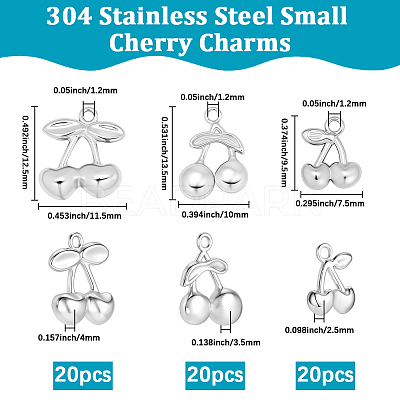 60Pcs 3 Styles 304 Stainless Steel Charms STAS-BBC0007-22-1